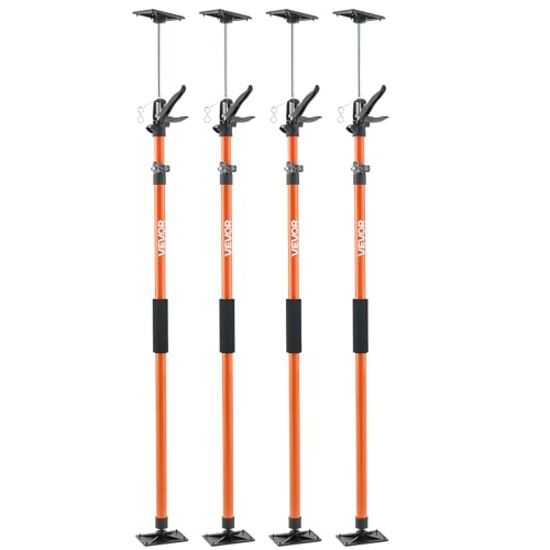 VEVOR Cabinet Jack Support Pole, 4-Pack, 45.7-114.2 Inch Steel Telescopic Quick Support Rod, Adjustable 3rd Hand System up to 154 lbs Capacity for Installing Cabinets, Lifting Drywall, Cargo Bars - style: 4 PCS