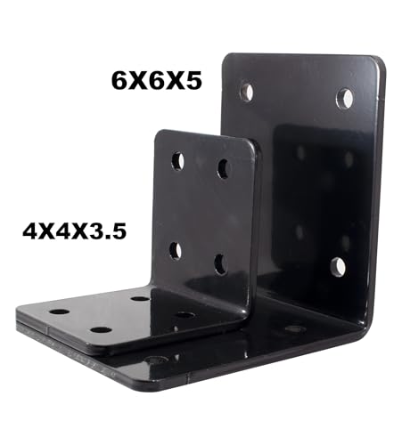 Beam Bracket, 4" X 4" X 3.5” Heavy Duty Corner Bracket. Fireplace Mantel Brackets Made of Premium Heavy Duty Alloy Steel. Corner Steel - size: 4X4X3.5, style: Black 4 PCS
