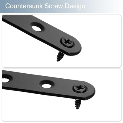 uxcell 4 Set Flat Repair Plates, 0.63 x 1.42 Inch Stainless Steel Flat Straight Brace Bracket Mending Joining Plates with Screws for Fixing Wooden Furniture Corner, Black - size: 0.63 x 1.42 Inch
