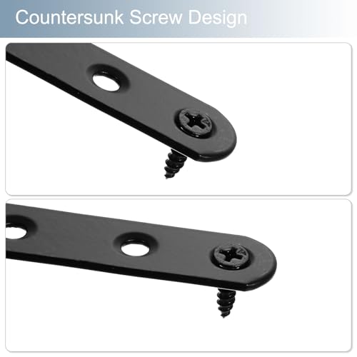 uxcell 4 Set Flat Repair Plates, 0.63 x 2.2 Inch Stainless Steel Flat Straight Brace Bracket Mending Joining Plates with Screws for Fixing Wooden Furniture Corner, Black - size: 0.63 x 2.2 Inch