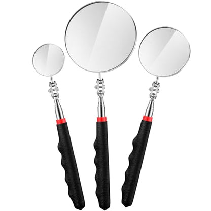 Copkim 3 Pcs Telescoping Inspection Mirror Extendable Long Handle,Black - color: Black
