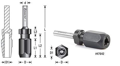 Amana Tool - 47641 1/2" Shank CNC Extension Adapter For 1/2" Shank Router Bits