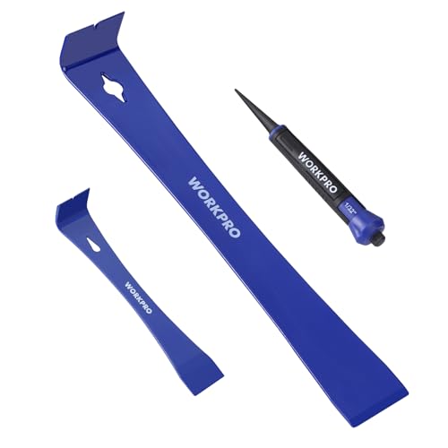 WORKPRO Pry Bar and Nail Punch Set, 5-1/2" & 12" Prybar, 5" Nail Setter