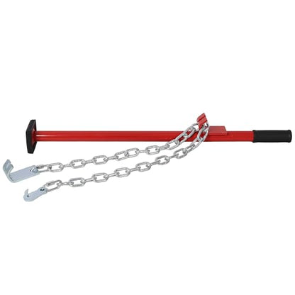 30 Inch Pulling Stick Tool for Car Dent Repair Heavy Duty Dent Puller for Bumper Body Hood Deck Universal Auto Body Tool with Chain and Rubber Pad Red