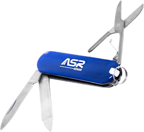 ASR Outdoor Mini EDC Small Pocket Knife Multi Tool - LOGO (Blue) - color: Blue