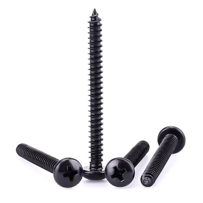 #8 x 2 Phillips Pan Head Sheet Metal Screws, 304 Stainless Steel 18-8, Black Coated, Corrosion Resistant Pan Head Self Tapping Screws for Wood, Sheet Metal, 50 PCS - size: #8 x 2"