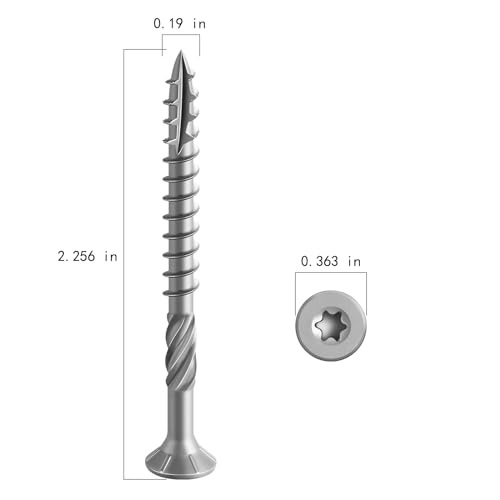Wensilon #10 * 2-1/4" 304 Stainless Steel Deck Screws, (1450pcs) 15 lbs.Exterior Wood Screws, Rust Resistant epoxy Coated, Bronze, T25 Star Bit - color: Silver, size: 10*2-1/4