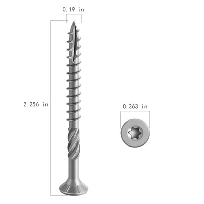 Wensilon #10 * 2-1/4" 304 Stainless Steel Deck Screws, (1450pcs) 15 lbs.Exterior Wood Screws, Rust Resistant epoxy Coated, Bronze, T25 Star Bit - color: Silver, size: 10*2-1/4