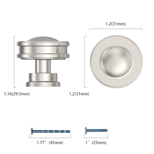 10 Pack Brushed Nickel Cabinet Knobs, Satin Nickel Kitchen Knobs - color: Brushed Satin Nickel, size: knob