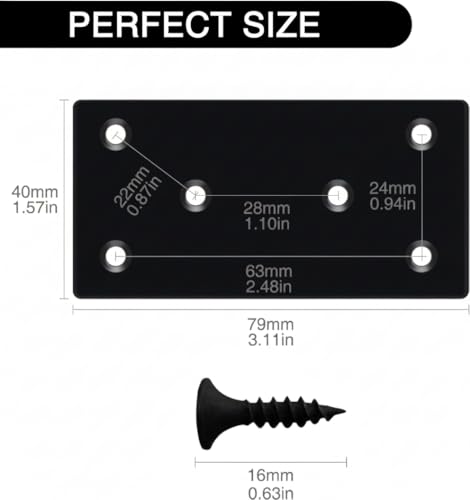 6pcs Flat Mending Plate, 3.11x1.57 Inch(80x40mm), Metal Bracket with Holes, Metal Plates for Wooden Furniture, Flat Brackets for Wood, with Screws, Black - size: 3.15"x1.57'