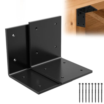 FMhotu 2Pcs 6" X 6" X 5" Heavy Duty Steel L Angle Bracket for Wood - size: 6" X 6" X 5"
