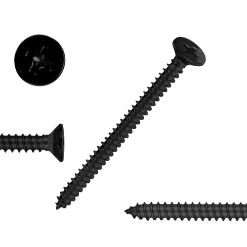 Black Oxide 100 PCS #6X1 Stainless Steel Phillips Flat Head Wood Screws,Stainless Steel 18-8 A2(304) Screw,Home Screw Kit by QISHENG - color: Black Oxide, size: #6X1"