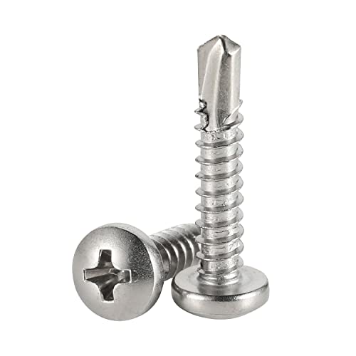 Mellewell #6 x 5/8" Pan Head Self Drilling Screws, Self Tapping Sheet Metal Screws, 410 Stainless Steel, 100 PCS - color: Silver, size: #6 x 5/8"