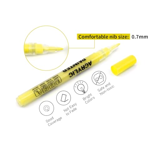 Yellow Acrylic Paint Pens 6 Pcs Permanent Marker Pens Extra Fine - color: Yellow