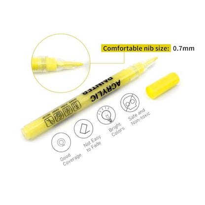 Yellow Acrylic Paint Pens 6 Pcs Permanent Marker Pens Extra Fine - color: Yellow