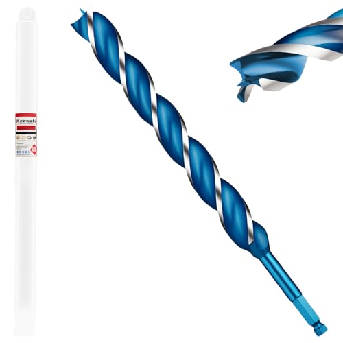 1" x 12" Wood Auger Drill Bits, 3-Flute Hex Shank - size: 1" x 12"