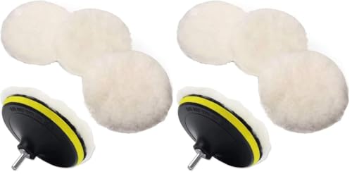 IPELY 6 Pcs 6 Inch Wool Polishing Buffing Pad Polishing Buffing Wheel for Drill Buffer Attachment with M14 Drill Adapter (Pack of 2) - size: 6 Pcs 6 Inch (Pack of 2)