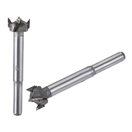 uxcell Forstner Wood Boring Drill Bits 15mm 16mm Dia. Hole Saw Carbide Alloy Steel Tip Round Shank Cutting for Hinge Plywood Wood Tool 2in1 Set - size: 15mm, 16mm