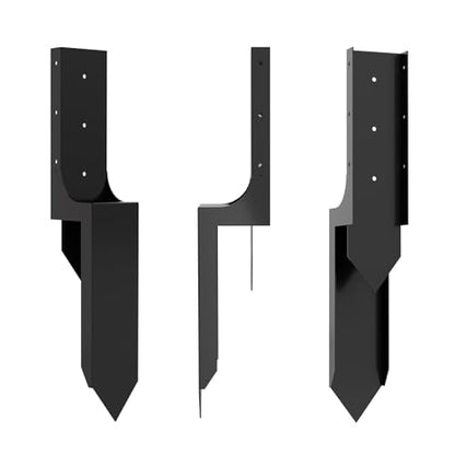 Thicker Fence Post Repair Kit-Heavy Duty Metal Steel 4''x4'' (Actual 3.58"x3.58") Fence Repair Stake-Anchor Ground Spike-Support Bracket Mender for Tilted Broken Wood-Powder-Coated Post Stabilizer