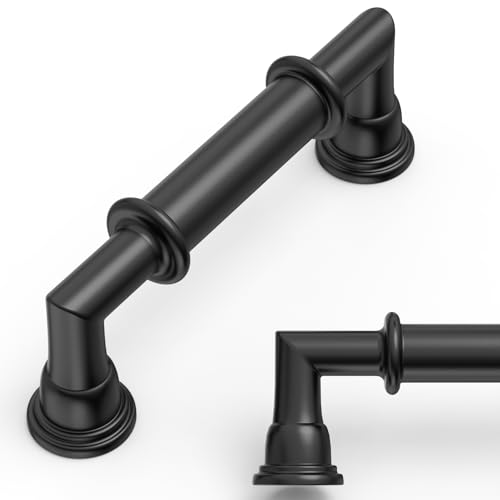 Amerdeco 10 Pack Matte Black Cabinet Pulls 3 Inch(76mm) Hole Center Heavy Duty Solid Kitchen Cabinet Handles Drawer Pulls - color: Matte Black, size: 3" hole center