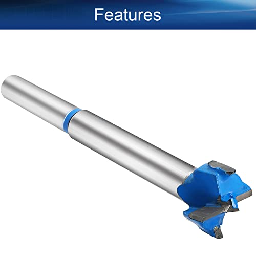 Auniwaig Forstner Drill Bits, 16mm Dia Wood Hole Saw, Auger Opener Cemented Carbide, 80mm Length Woodworking Hinge Hole Drilling Boring Bit Cutter, Round Shank, Blue, 1 Pcs - size: 16mm