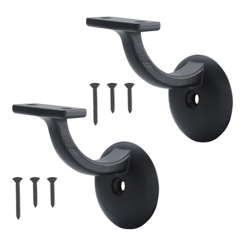 HOME MASTER HARDWARE Hand Rail Brackets for Stairs 2 Pack, Heavy Duty - size: 2-1/8" Matte Black-2pack
