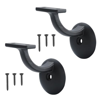 HOME MASTER HARDWARE Hand Rail Brackets for Stairs 2 Pack, Heavy Duty - size: 2-1/8" Matte Black-2pack
