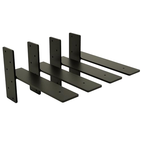 Free Hanging Shelf Bracket Multi-Pack –Heavy-Duty Metal Floating Shelf Support Brackets for Wood Shelves – Hidden Wall Mount Hardware for Modern, Rustic & Industrial Shelving (4 Pack, 10 x 1/4 Inches) - size: 10 x 1/4 Inches, style: 4 Pack