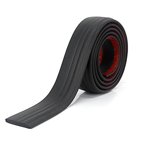COUKIU Flexible Baseboard Molding Trim, Peel and Stick Rubber Wall Base Moulding Trim, 4 Inch x 10 Feet Self-Adhesive Vinyl Cove Base (Black) - color: Black, size: 4in x 10FT