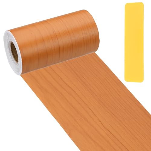 Wood Grain Repair Tape 4" x33', Self Adhesive Realistic Textured Repair Patch Peel and Stick Wood Tape with Scraper for Floor Door Window Furniture Table Red Cherry