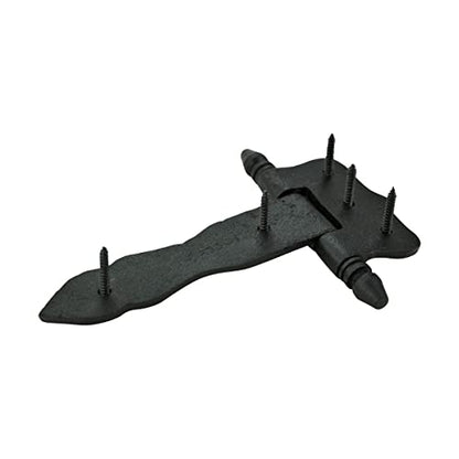 Renovators Supply Manufacturing Pack of 12 Shed Door Hinge 5 in. Black Wrought Iron Antique Style Decorative Flush Mount Cast Iron Barn Door Shed Hinge with Mounting Hardware - size: Pack of 12