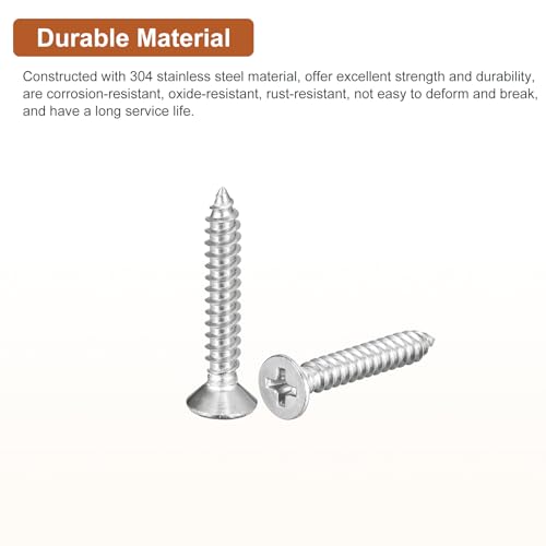 DTGN 50Pcs #8x1 Flat Head Wood Screws, 304 Stainless Steel - Silver - color: Silver, size: #8x1"