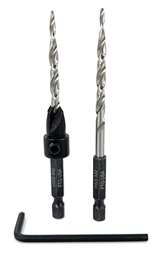 FTG USA #8 (11/64") Wood Countersink Drill Bit w/ 1 Repl. Bit & Hex Key - size: #8, style: Single + 1 Bit