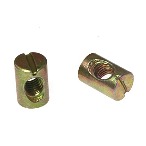 RLECS 12pcs M6 Pozidriv Slotted Barrel Nuts Cross Dowels Slotted Nuts Horizontal Hole Nut Hammer Embedded Nut for Furniture Beds Crib Chairs - M6 x 15mm (Pack of 2) - size: M6 x 15mm (Pack of 2)
