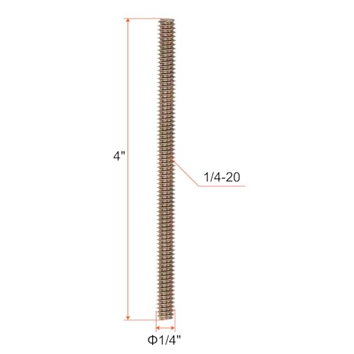 uxcell 10pcs Color Zinc Fully All Threaded Rod 1/4"-20, 4" Length, Carbon Steel Thread Screw for Furniture Mounting Assembly Fastening - size: 1/4x4 inch