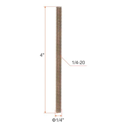 uxcell 10pcs Color Zinc Fully All Threaded Rod 1/4"-20, 4" Length, Carbon Steel Thread Screw for Furniture Mounting Assembly Fastening - size: 1/4x4 inch