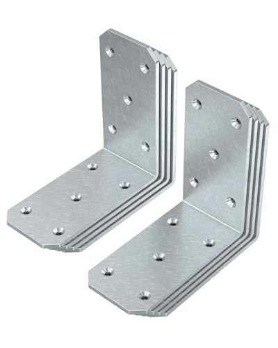 Heavy Duty L Brackets, 5x5 Inch, 300 LBS, Galvanized, 8 Pack - color: Galvanized-8PCS