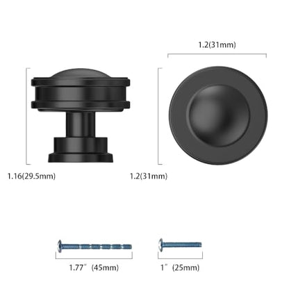 10 Pack Matte Black Cabinet Knobs, Black Kitchen Knobs - color: Matte Black, size: knob