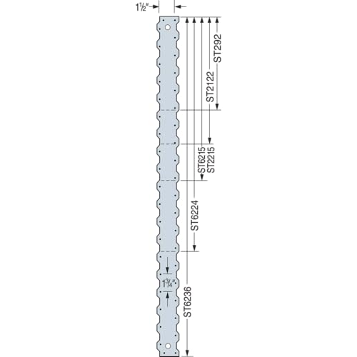 Simpson Strong-Tie ST2122 ST 12-13/16 in. 20-Gauge Galvanized Strap Tie - size: 1 Each