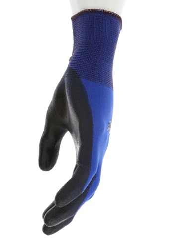 MCR Safety N9696XS Ninja Lite Polyurethane Palm Athletic Grade Nylon Shell Gloves, Black/Blue, X-Small, 1-Pair - size: Medium (Pack of 4)