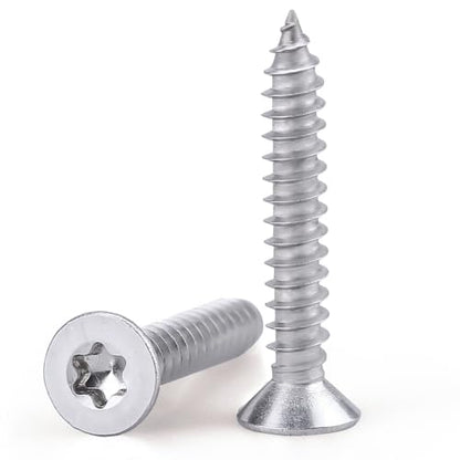 #10 x 1-1/4" Flat Head Torx Drive Self Tapping Screws for Wood and Sheet Metal, 304 Stainless Steel 18-8, Corrosion Resistant Countersunk Star Drive Head Screws, Pack of 100 - size: #10 x 1-1/4"