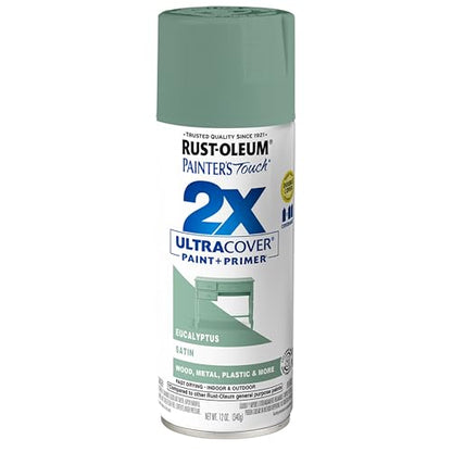 Rust-Oleum Painter's Touch 2X Ultra Cover Spray Paint, Satin Eucalyptus - color: Satin Eucalyptus, size: 12 Ounce (Pack of 1)