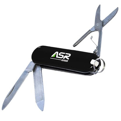 ASR Outdoor Mini EDC Small Pocket Knife Multi Tool - LOGO Black - color: Black