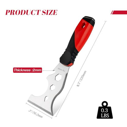 Mister Rui Metal Putty Knife, 2 Pack Paint Scraper, 13 in 1 Paint Scraper - color: Red, 2 Pack