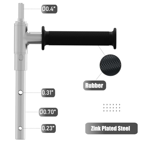 Ice Auger Drill Adapter with Handle - 18mm/0.720" Output Shaft Diameter - Steel Cordless Drill Attachment for Ice Auger Drill Conversion