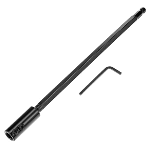 QWORK Tools Hole Saw Extension Chuck - 12-Inch x 1/2-Inch Hex Shank Reducing Locking Impact Extension, M2 Hardened Carbon Steel, for Confined Area Access