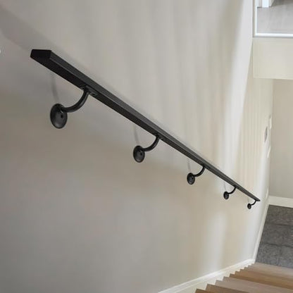 khtumeware 6 Pack Matte Black Hand Rail Bracket Heavy Duty Hardware for Stairways, Home or Office Stair Support Handrail Brackets - style: Matte Black