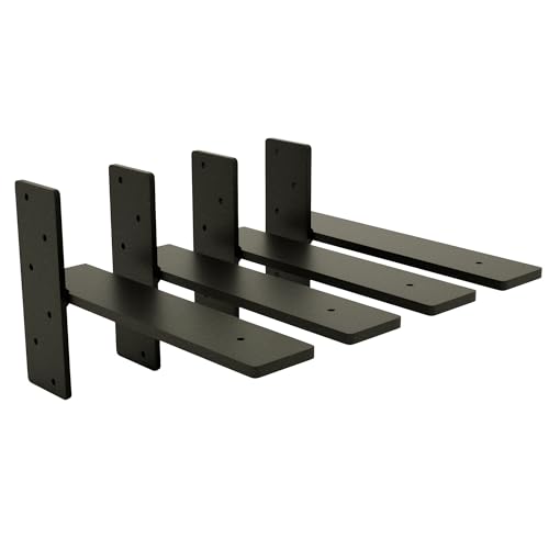 Free Hanging Shelf Bracket Multi-Pack –Heavy-Duty Metal Floating Shelf Support Brackets for Wood Shelves – Hidden Wall Mount Hardware for Modern, Rustic, Industrial Shelving (4 Pack, 10 x 3/8 Inches) - size: 10 x 3/8 Inches, style: 4 Pack