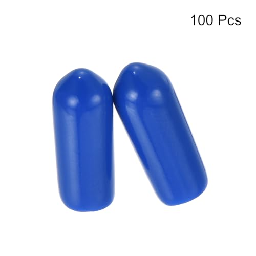 uxcell 100pcs Rubber End Caps 4mm ID Vinyl Round Tube Bolt Cap Cover Screw Thread Protectors Blue - color: Blue, size: 4mm