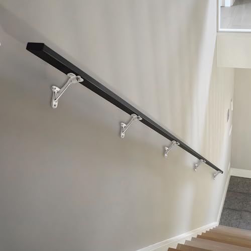 khtumeware 2 Pack 3 Inch Satin Nickel Hand Rail Bracket Heavy Duty Hardware for Stairways, Home or Office Stair Support Handrail Brackets - color: Satin Nickel